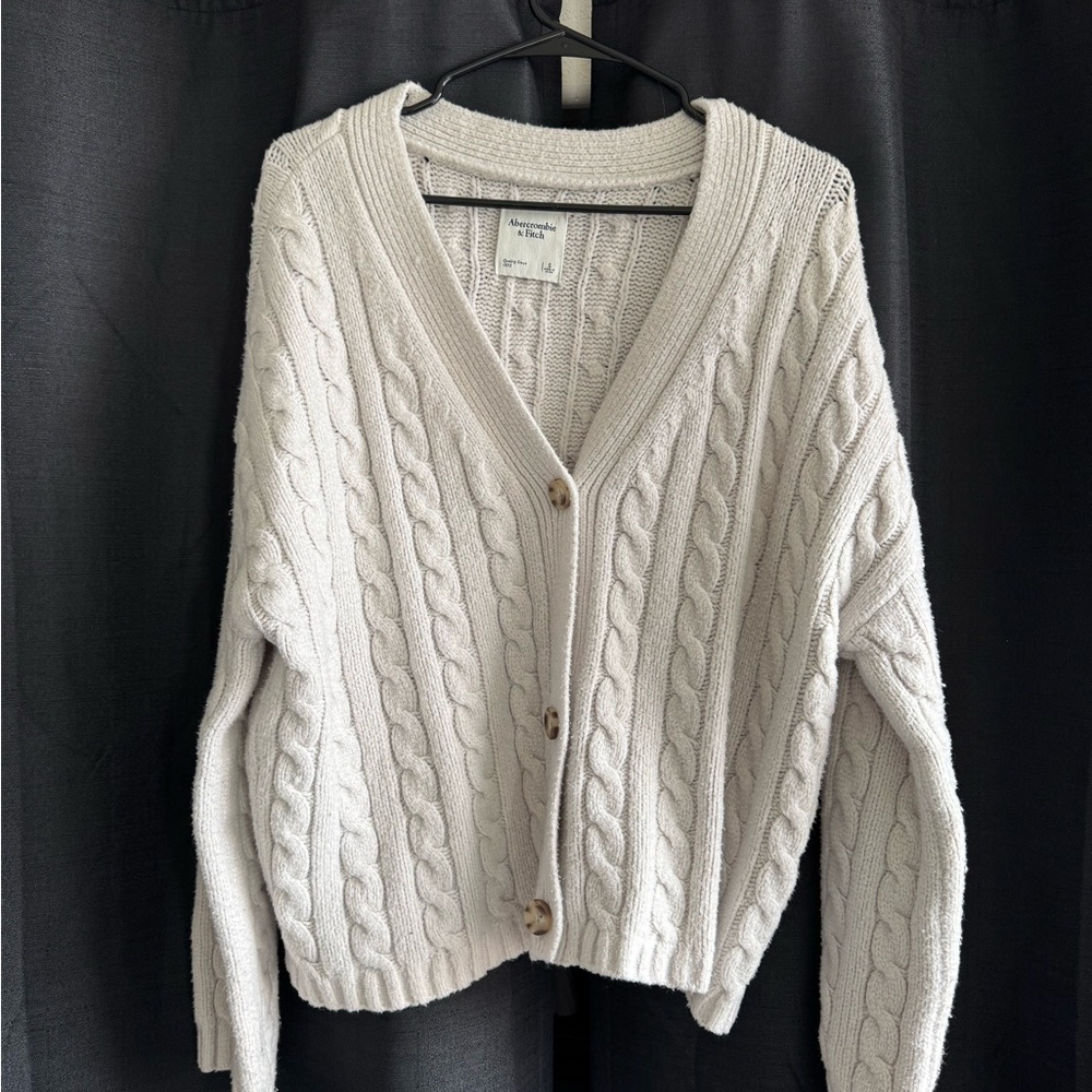 Abercrombie & Fitch Cream Cable Knit Cardigan